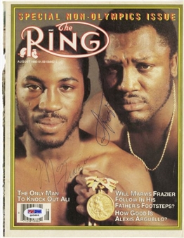 Joe and Marvis Frazier Dual Signed "The Ring" Magazine Cover Page